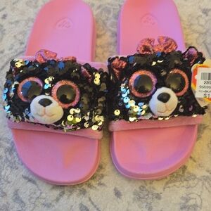 Ty Pink Sequin Bear Slide Sandals for Kids